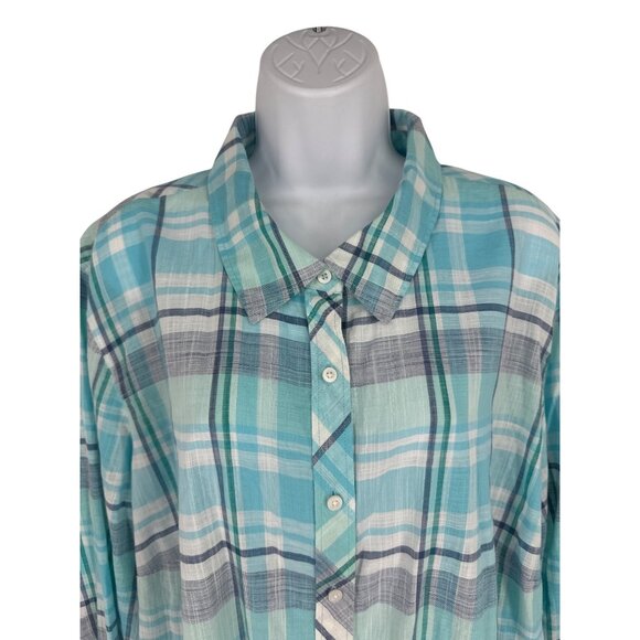 Talbots Womens Plaid Button-Down Long Sleeve Lightweight Shirt Size 3X - Picture 2 of 9